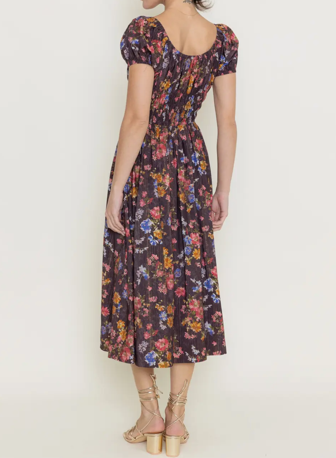 Brown Floral Midi Dress